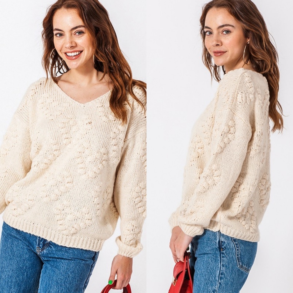 Heart textured popcorn sweater - Picture 2 of 7